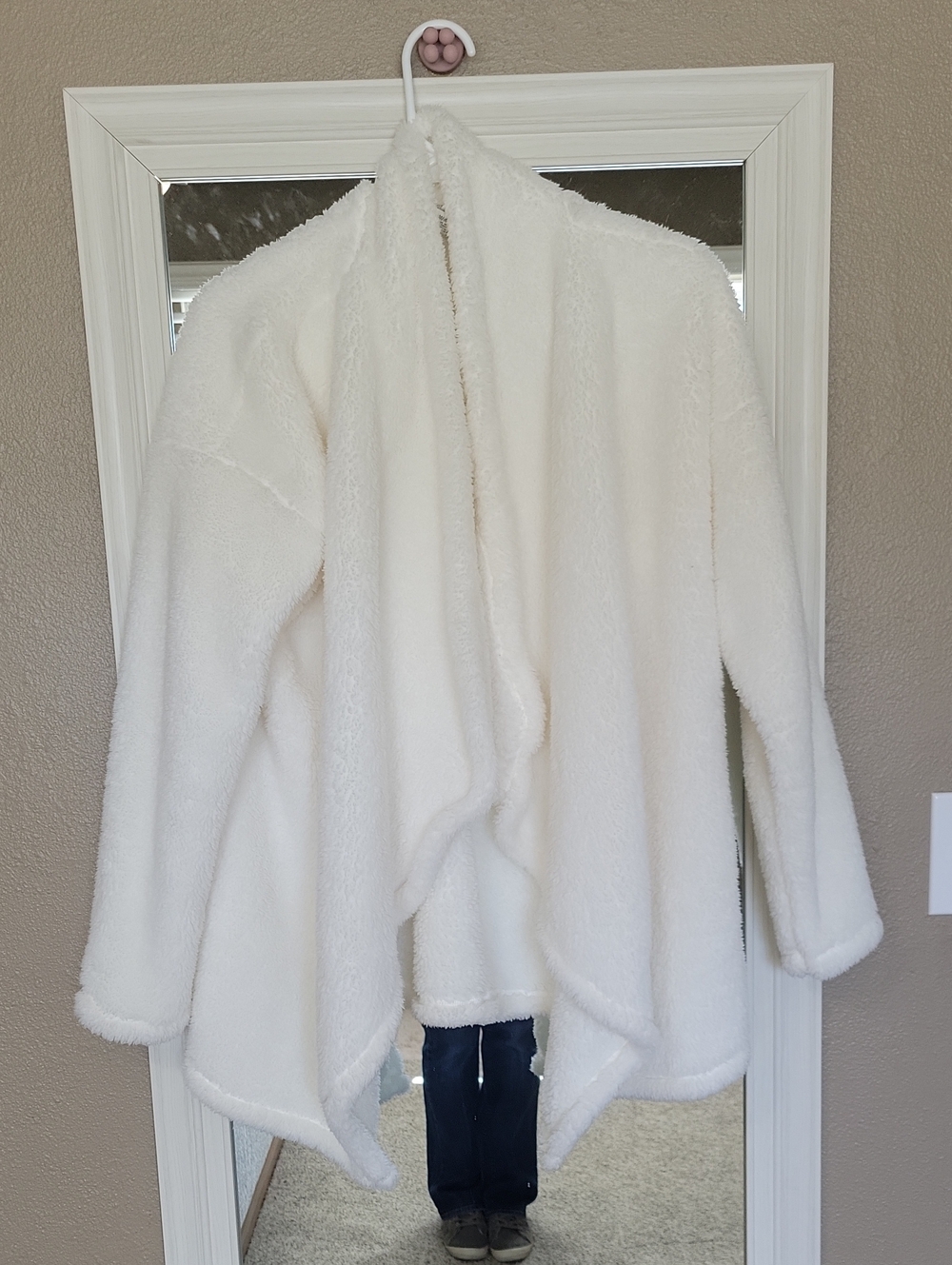Lucky Brand Cream Open-Front Teddy Jacket - Medium
